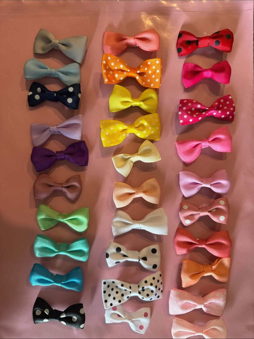 2” Kids Polka Dot and Solid Grosgrain Hair Bows - Assorted Colors - 30 pieces